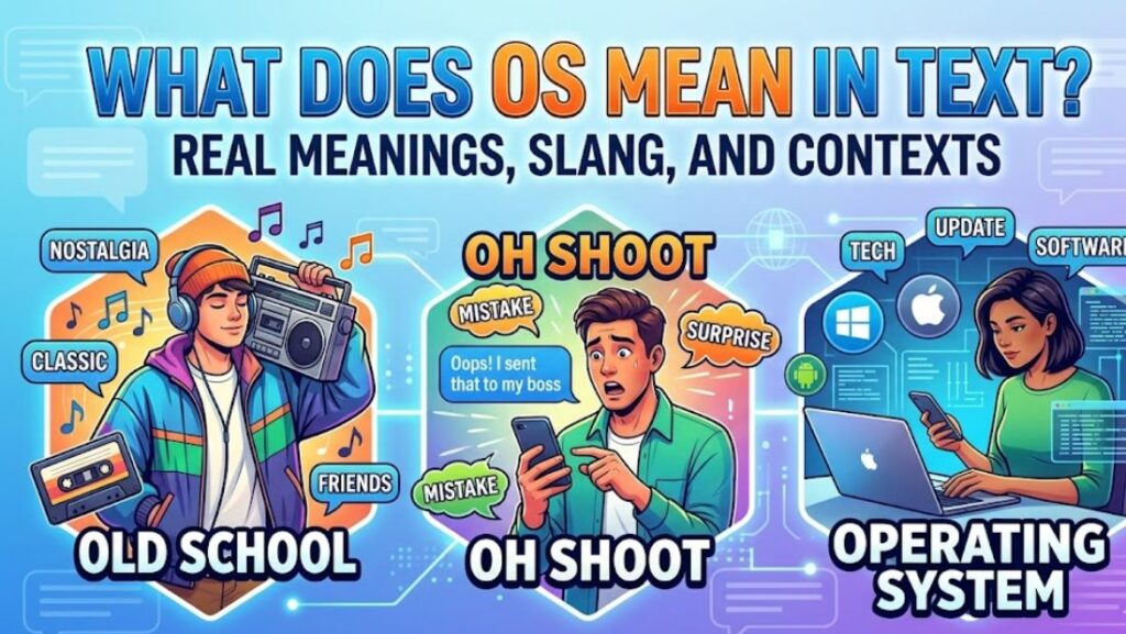 The Quick Answer: What Does OS Mean in Texting? Quick Definition: In text messages and social media, OS most commonly stands for "Old School" (referring to vintage, nostalgic, or classic trends) or "Oh Shoot" (an expression of mild surprise or regret). In technical or workplace chats, OS stands for "Operating System" (such as iOS, Android, or Windows).